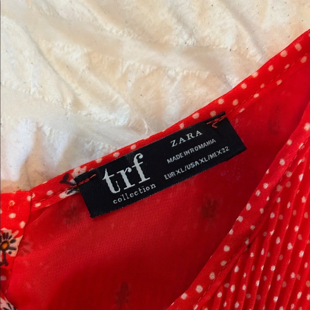 Zara Red Floral Peplum Blouse - Picture 2 of 7